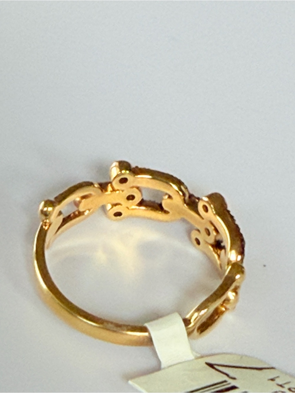 Rarities Carol Brodie GENUINE  1/5ctw BLACK Diamond Horseshoe Link Ring  7 NWT - Picture 7 of 12